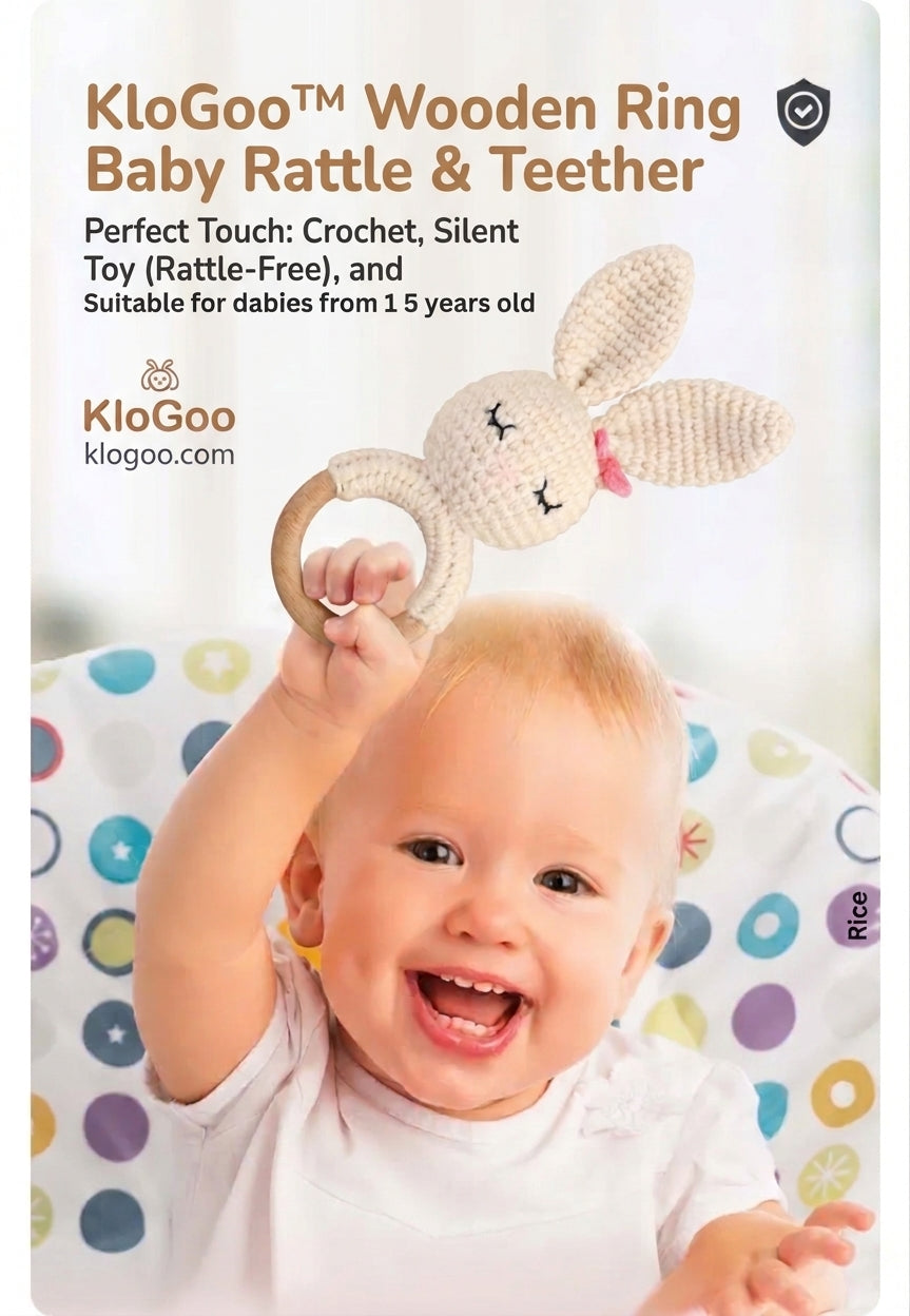 KloGoo™ Handmade Wool Baby Rattle Teething Toy